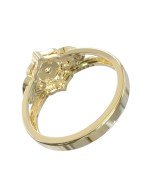 Кольцо из лимонного золота c бриллиантами и сапфиром