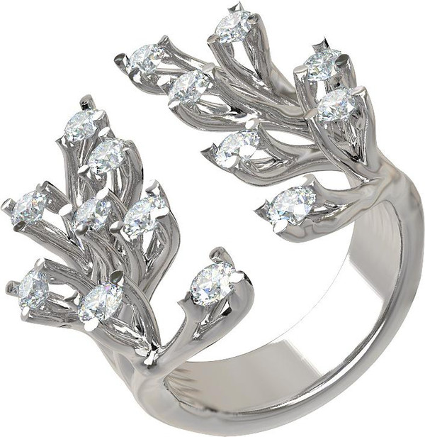 Кольцо из белого золота 585 пробы c бриллиантами