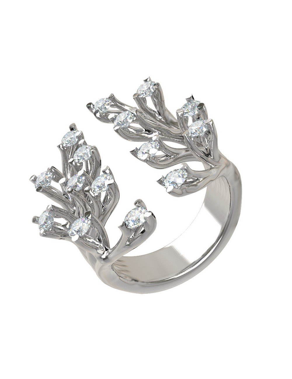 Кольцо из белого золота c бриллиантами