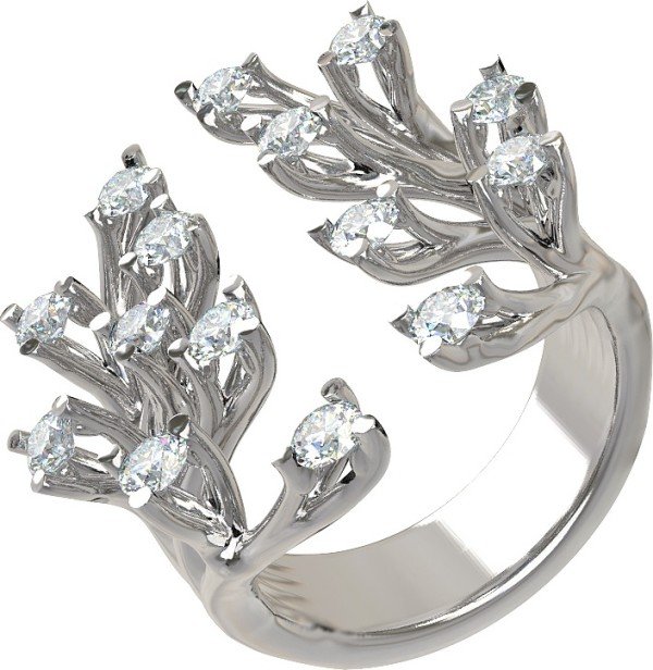 Кольцо из белого золота c бриллиантами