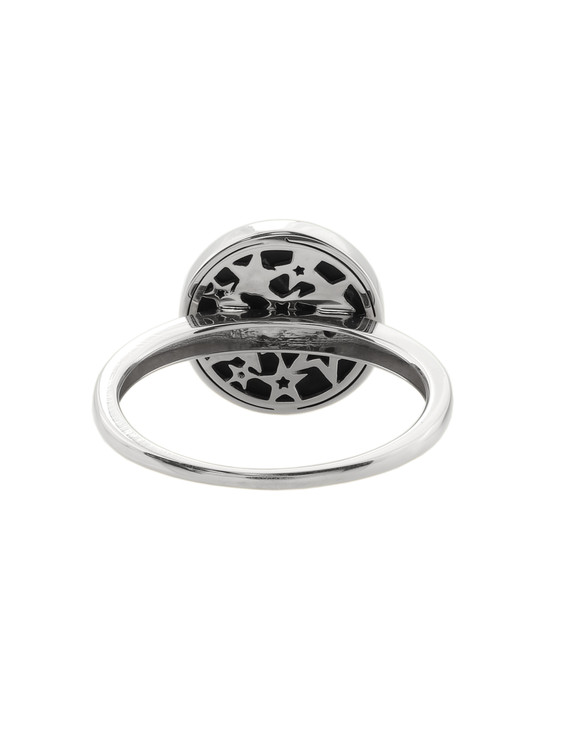 Кольцо из белого золота 585 пробы c бриллиантами и ониксом