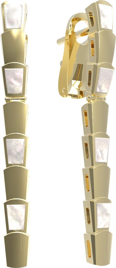 Серьги из лимонного золота 585 пробы c перламутром