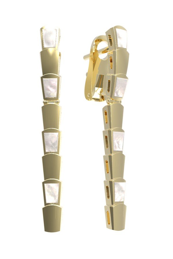 Серьги из лимонного золота c перламутром