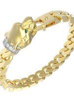 Браслет из лимонного золота c бриллиантами и изумрудом