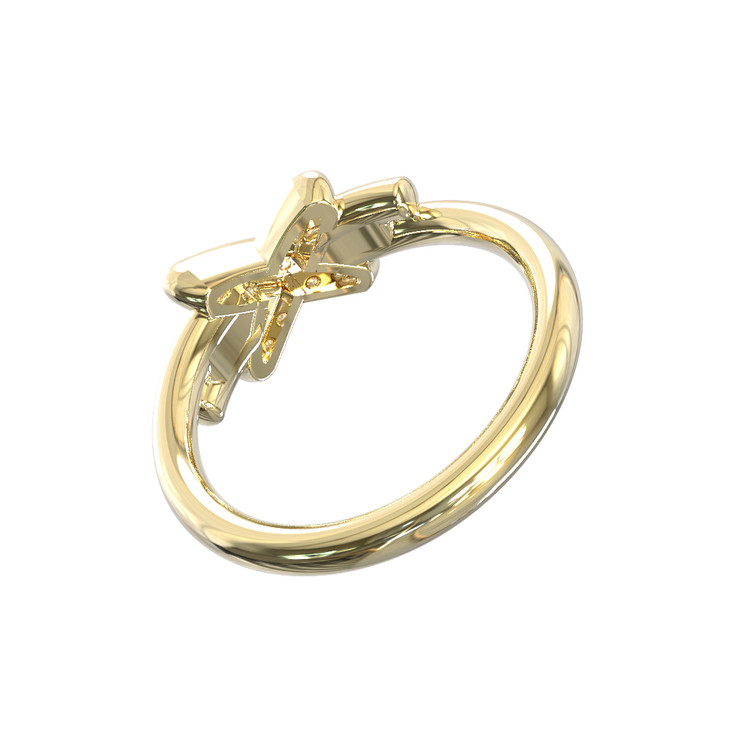 Кольцо из лимонного золота 585 пробы c бриллиантами