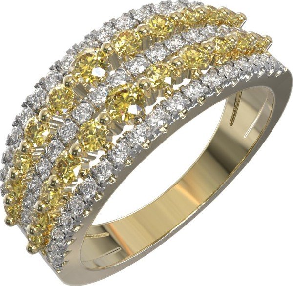 Кольцо из лимонного золота c бриллиантами и сапфиром