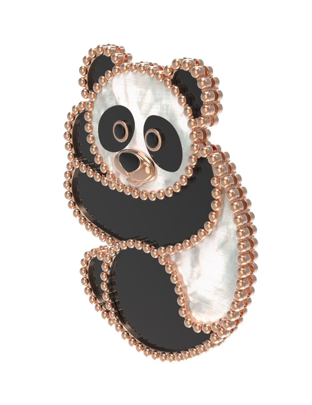 Брошь из золота c эмалью, ониксом и перламутром