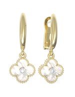 Серьги из лимонного золота c бриллиантами и перламутром