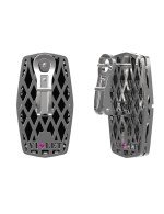 Серьги из белого золота c бриллиантами, рубином и ониксом