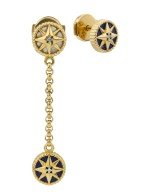 Серьги из лимонного золота c бриллиантами, лазуритом и перламутром