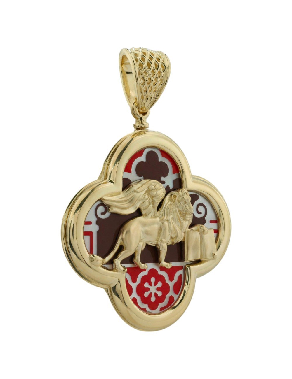 Подвеска из лимонного золота c эмалью и перламутром