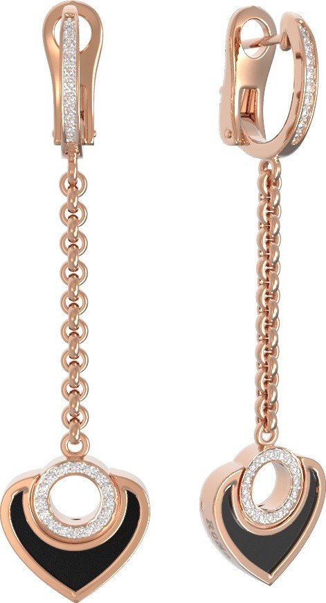 Серьги из золота c бриллиантами и ониксом