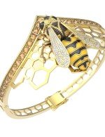 Браслет из лимонного золота c эмалью, фианитом, цитрином и эмалью