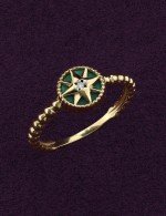 Кольцо из лимонного золота c бриллиантами и малахитом