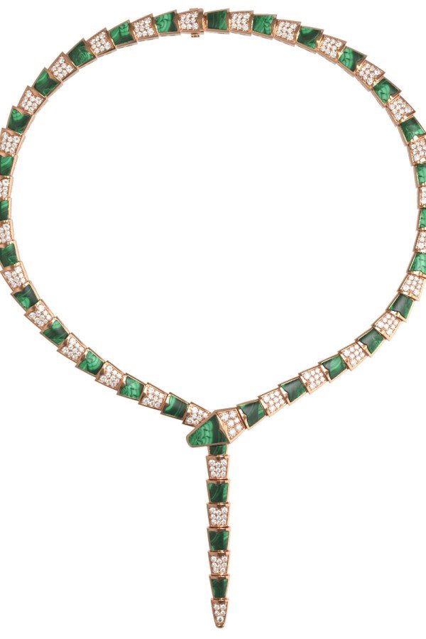 Колье из золота c бриллиантами и малахитом