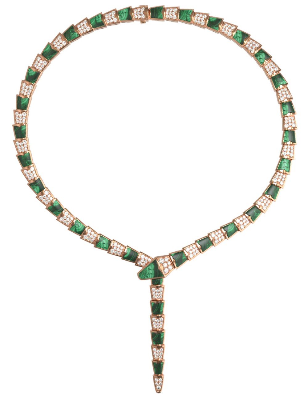 Колье из золота c бриллиантами и малахитом