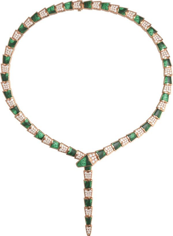 Колье из золота c бриллиантами и малахитом