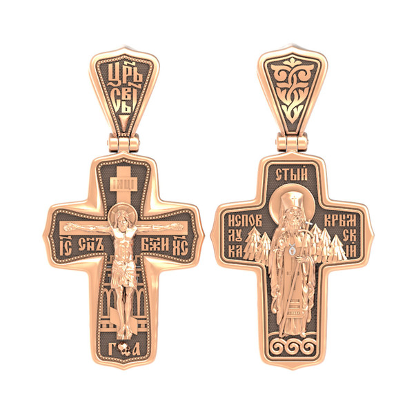Крест из красного золота 585 пробы