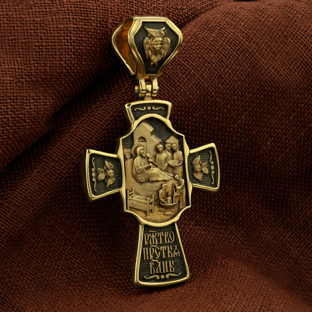 Крест из лимонного золота 585 пробы