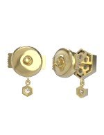 Серьги из лимонного золота c бриллиантами, ониксом и перламутром