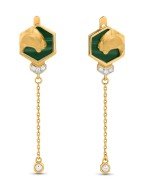Серьги из лимонного золота c бриллиантами и малахитом
