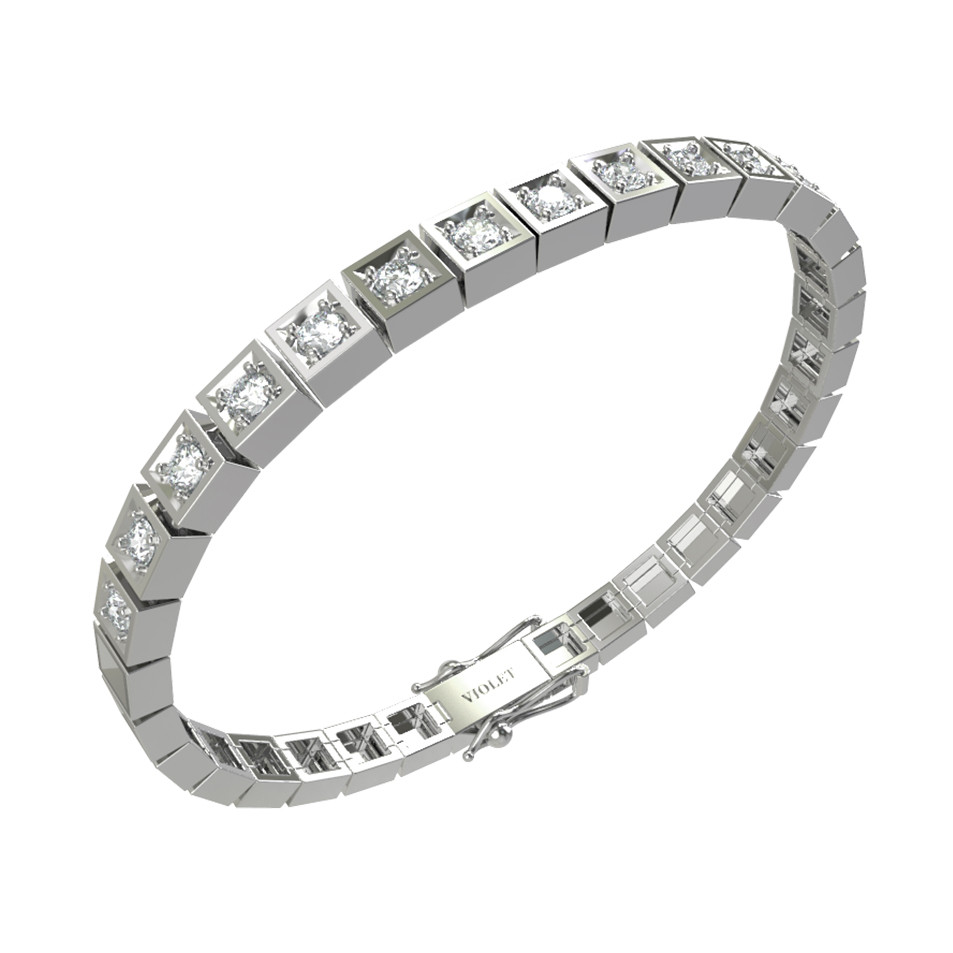 Браслет из белого золота 585 пробы c бриллиантами