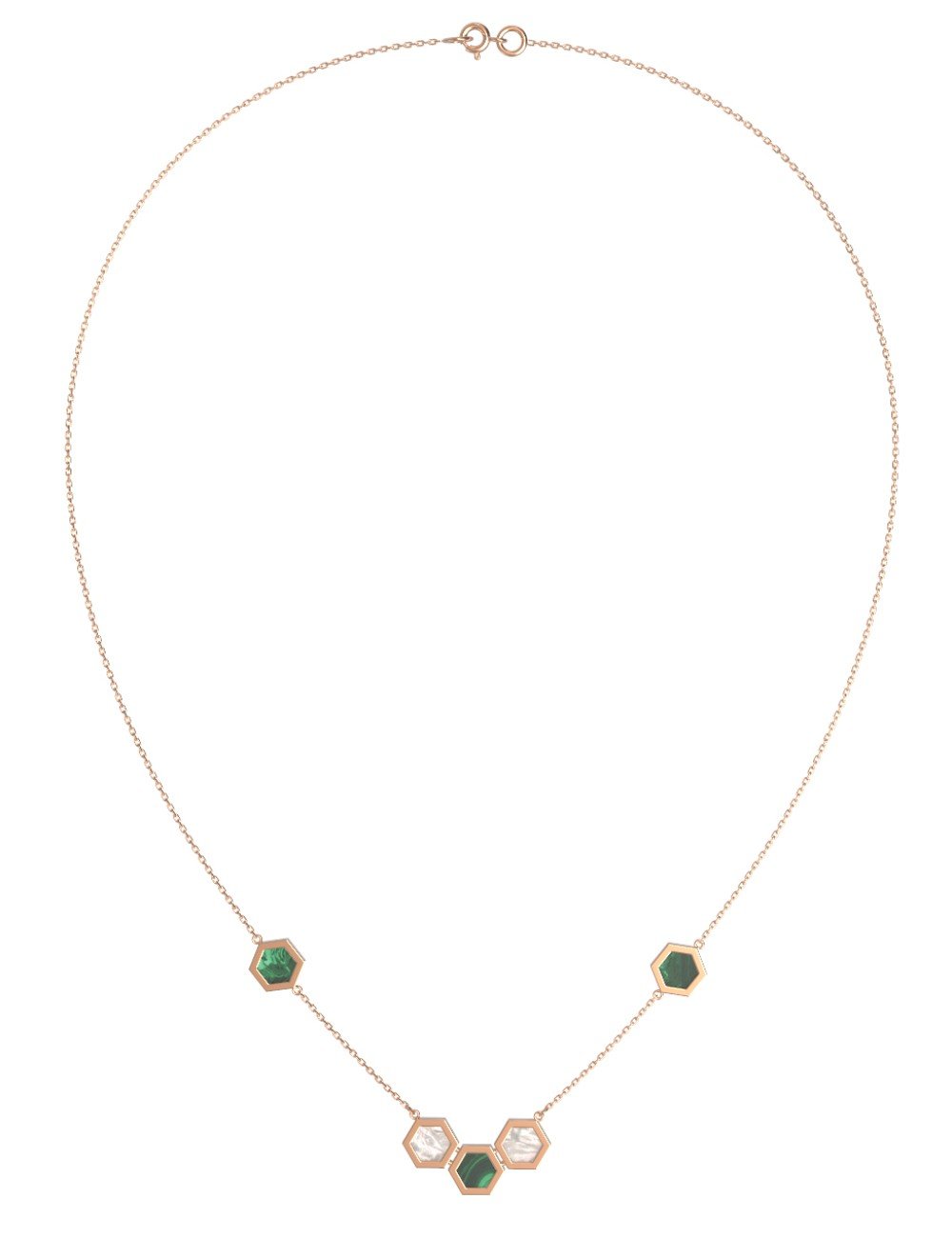 Колье из золота c малахитом и перламутром