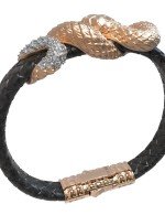 Браслет из золота c бриллиантами, изумрудом и шнурком