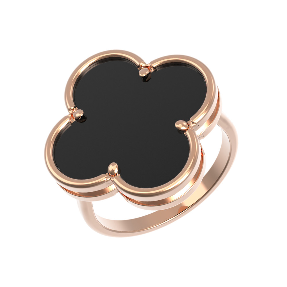 Кольцо из красного золота 585 пробы c ониксом