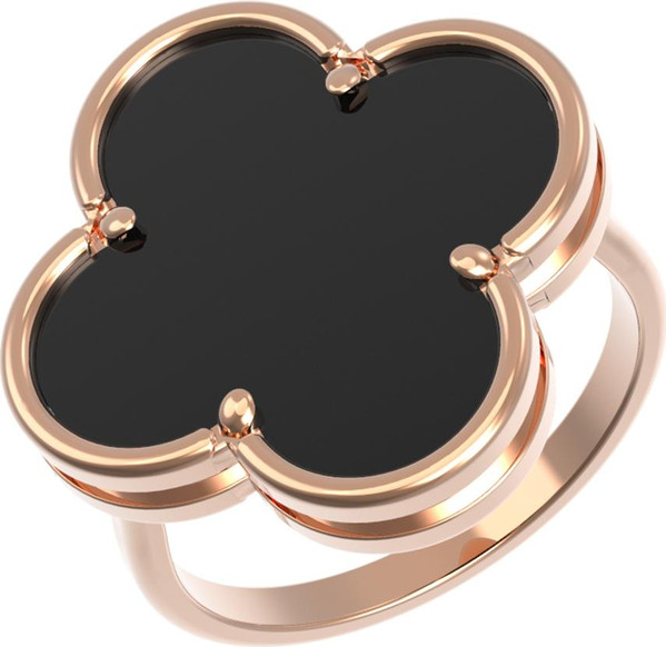 Кольцо из красного золота 585 пробы c ониксом