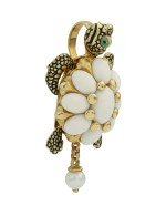 Подвеска из лимонного золота c эмалью, жемчугом и бивнем мамонта