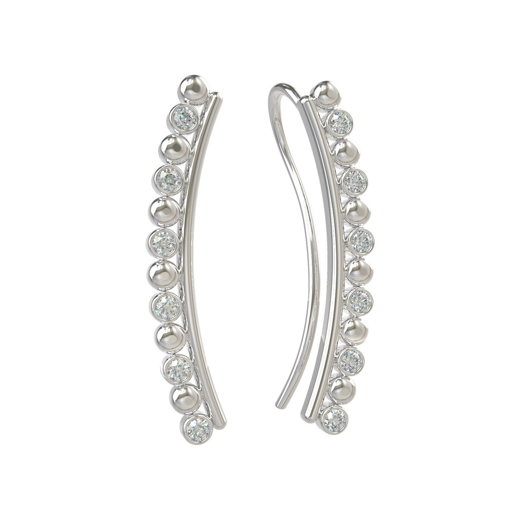 Серьги из белого золота 585 пробы c бриллиантами