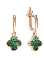 Серьги из золота c малахитом