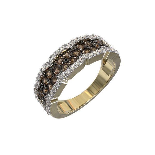 Кольцо из лимонного золота 585 пробы c бриллиантами