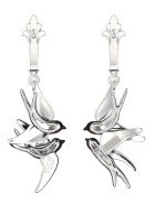 Серьги из белого золота c эмалью