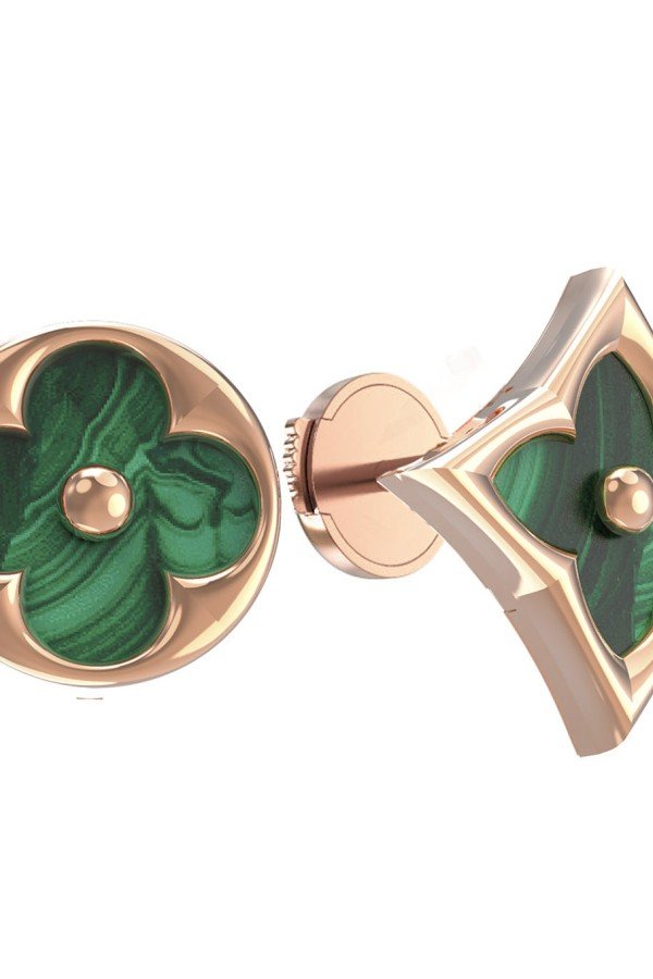 Серьги из золота c малахитом