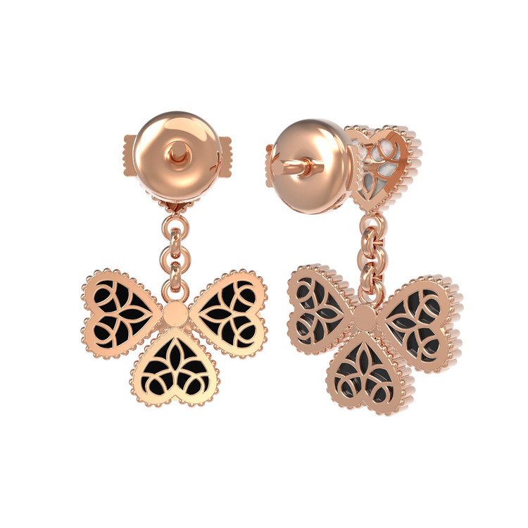 Серьги из красного золота 585 пробы c ониксом и перламутром