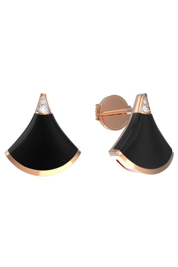 Серьги из золота c бриллиантами и ониксом