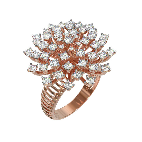 Кольцо из красного золота 585 пробы c бриллиантами