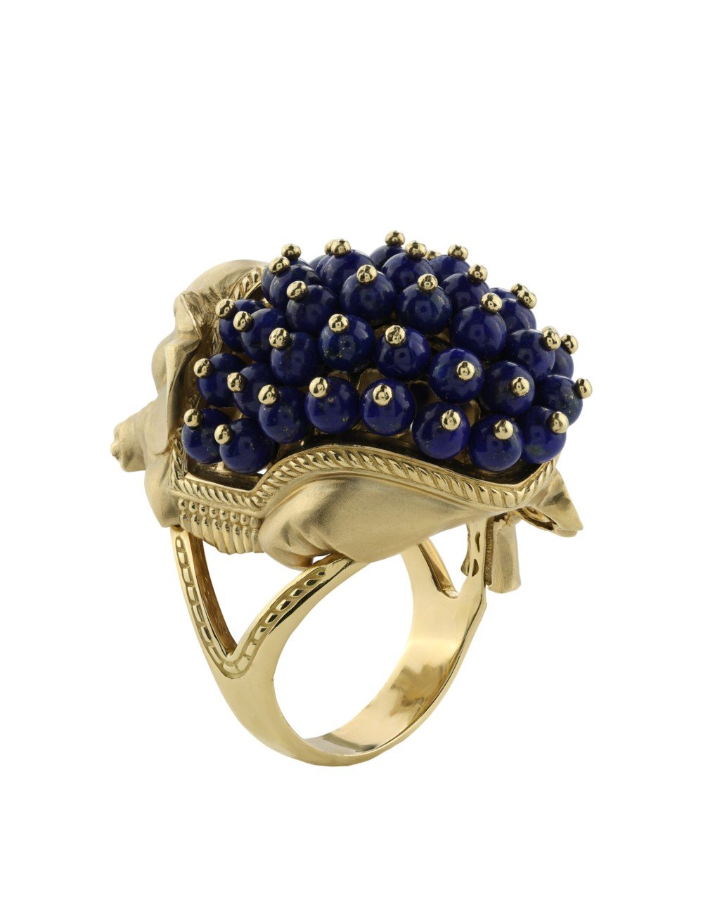 Кольцо из лимонного золота c эмалью и лазуритом