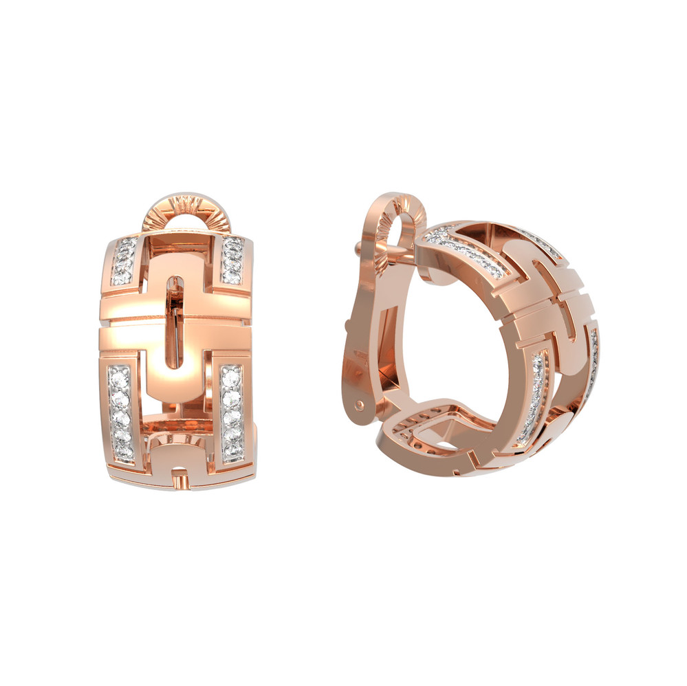 Серьги из красного золота 585 пробы c бриллиантами