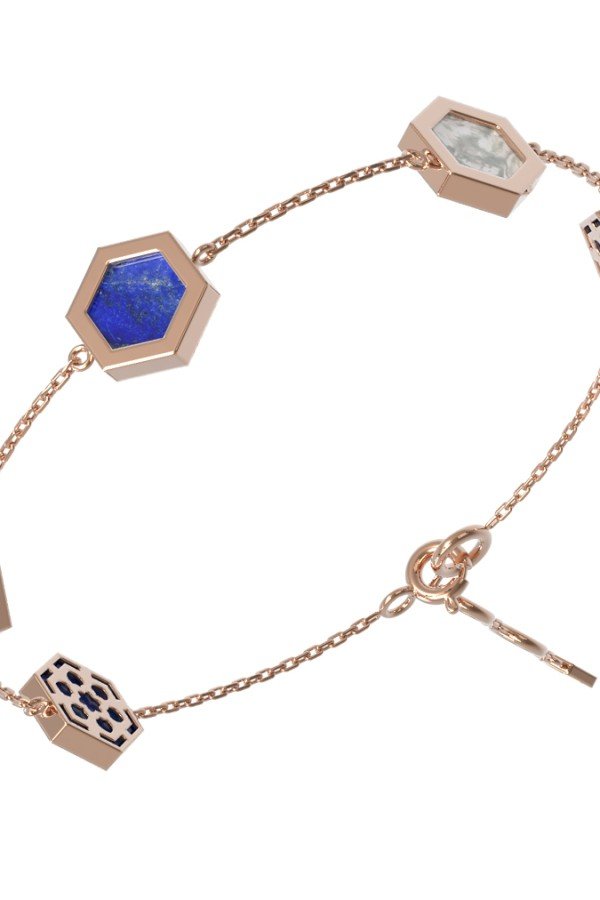 Браслет из золота c лазуритом и перламутром