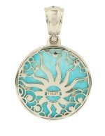 Подвеска из белого золота c бирюзой и перламутром