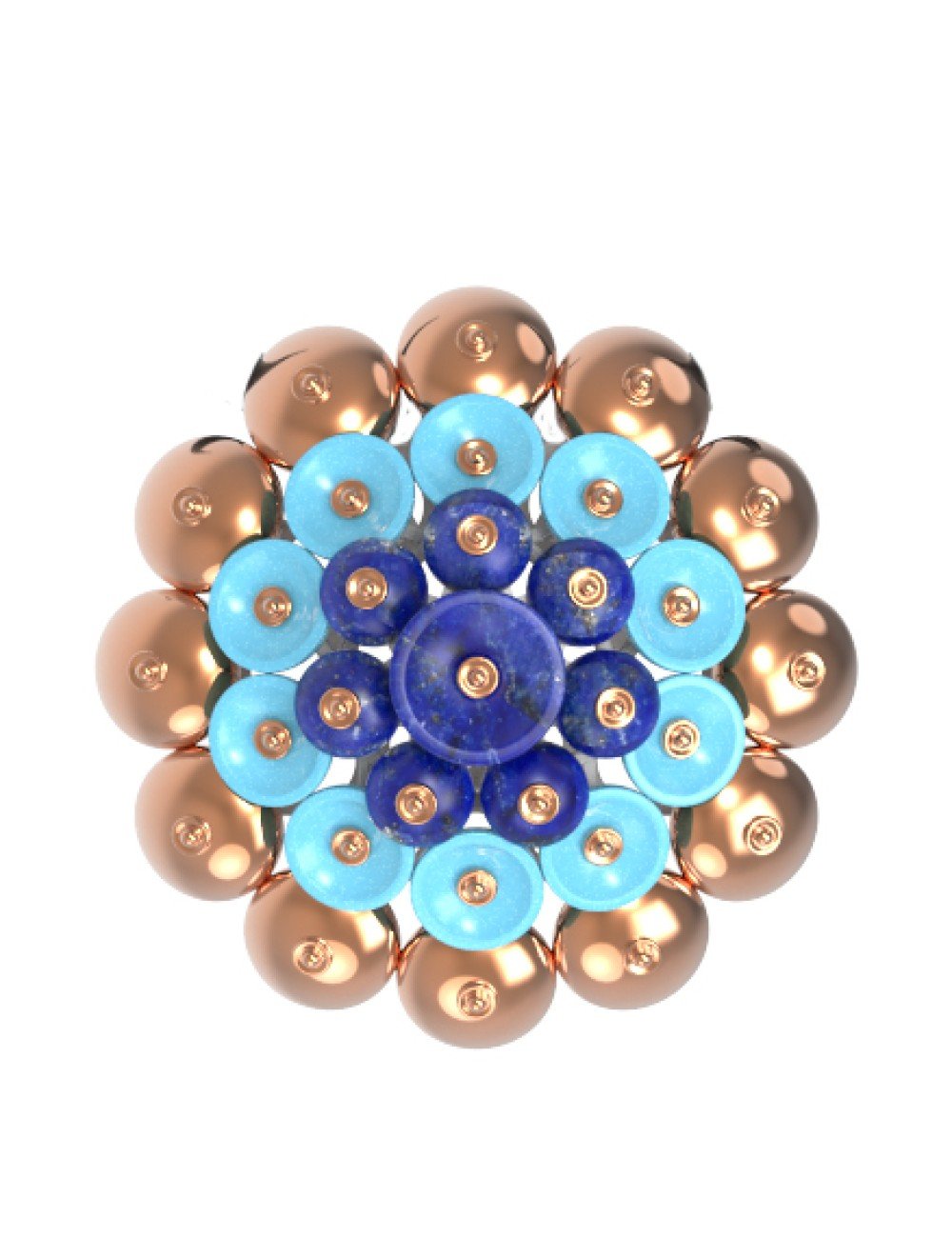 Подвеска из золота c бирюзой и лазуритом