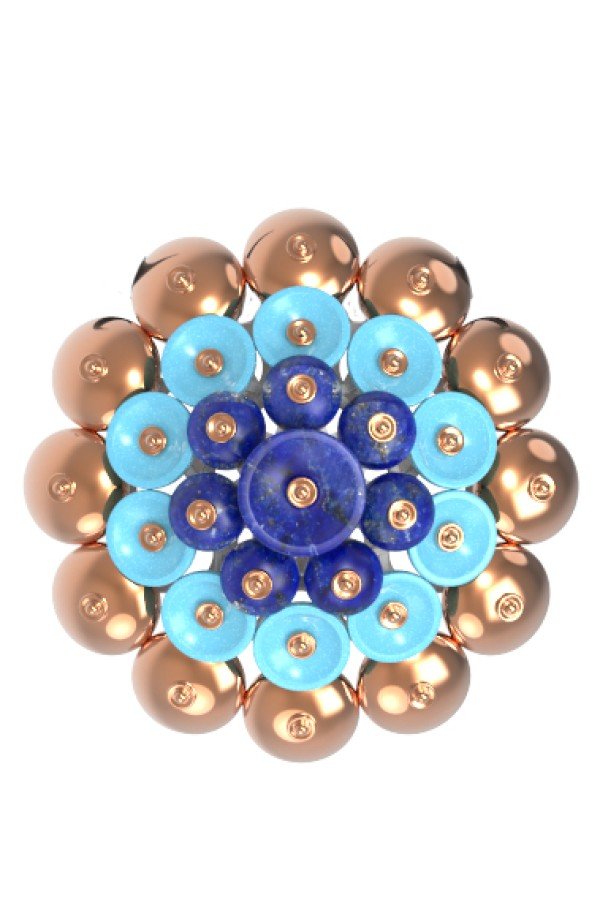 Подвеска из золота c бирюзой и лазуритом