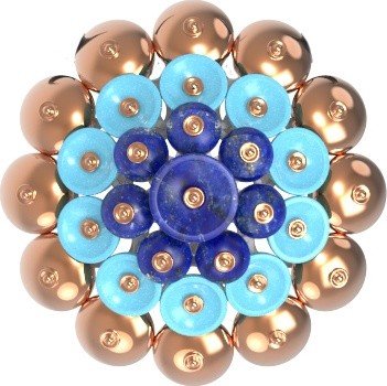 Подвеска из золота c бирюзой и лазуритом