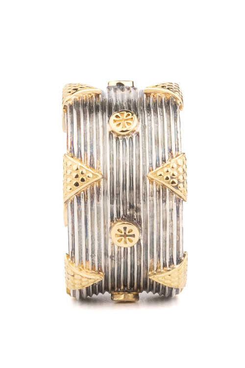 Кольцо из серебра 925 пробы и золота 750 пробы c рубином