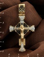 Крест из лимонного золота c эмалью и эбеновым деревом