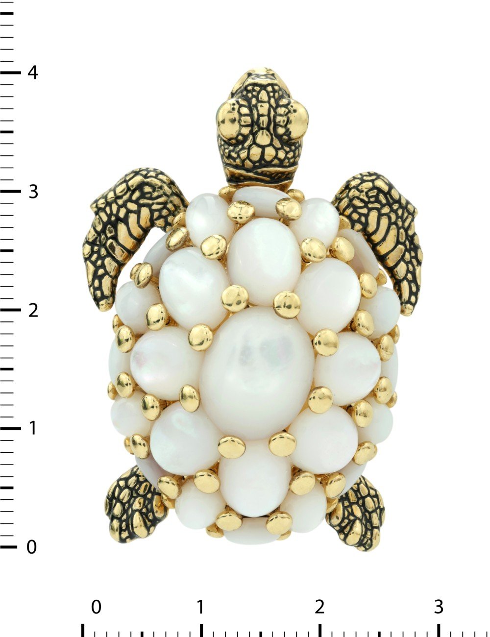 Брошь из лимонного золота c эмалью и перламутром