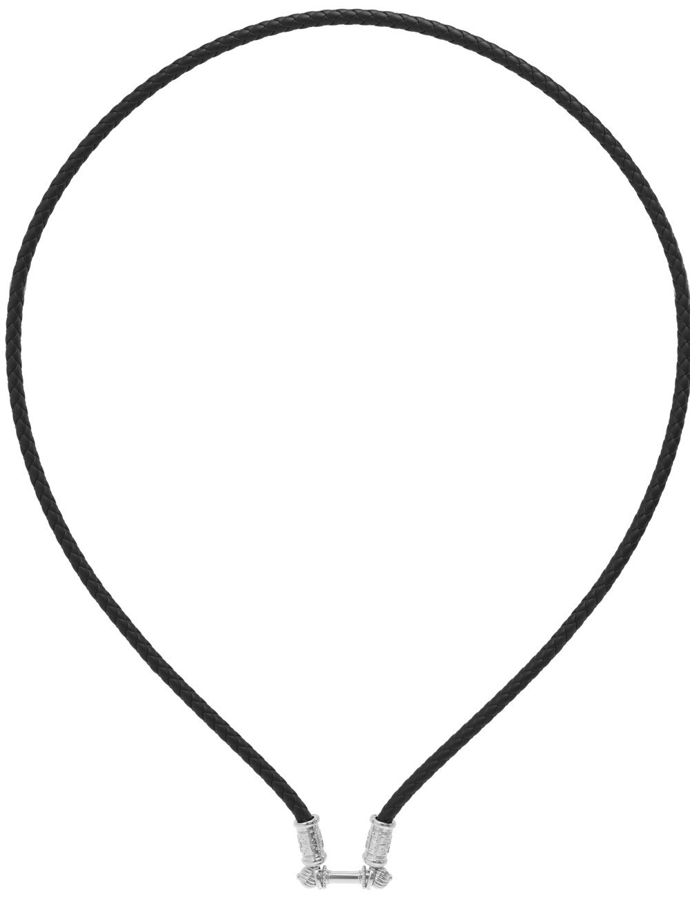 Гайтан из белого золота c кожаным шнурком